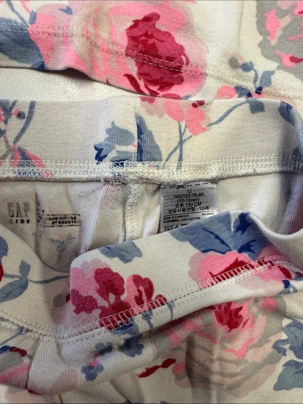 GAP Floral Long-Sleeve Pajama Set - White, Pink & Blue